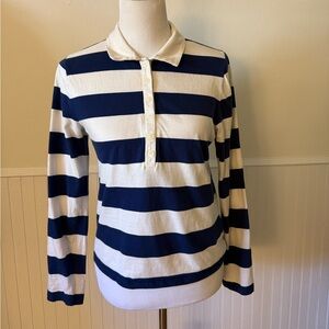 J.Crew Dark Blue/Ivory Rugby Polo Shirt, M
